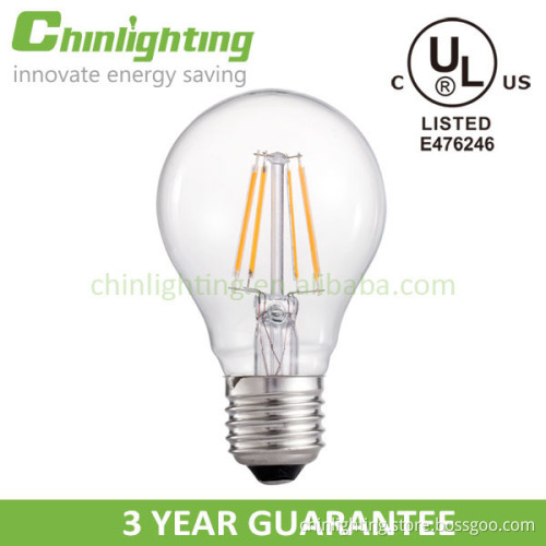 UL listed Hight Quality A19 Dimmable LED Filament bulb 4W 6W led edison bulb